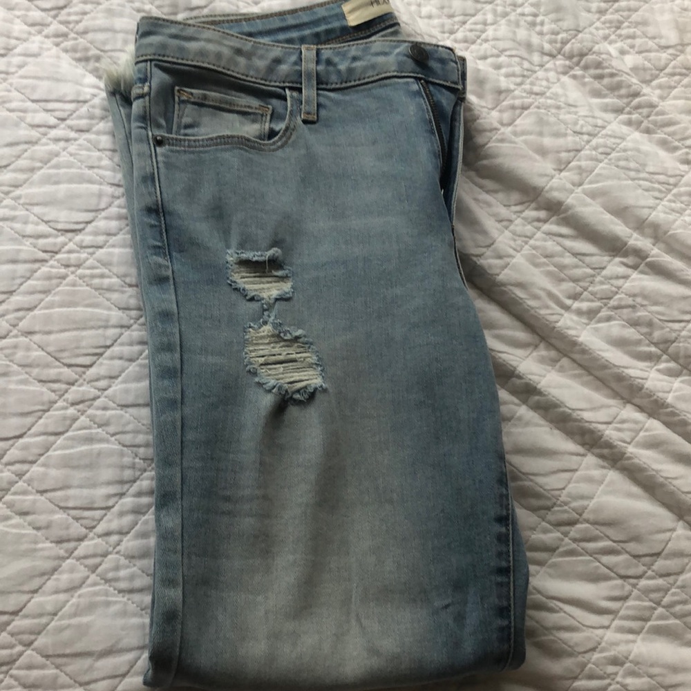 Cropped flared ripped jeans